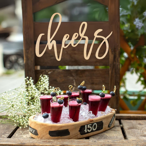 Laser Cut Wood Scripted Cheers Bar Sign-Set of 1-Koyal Wholesale-