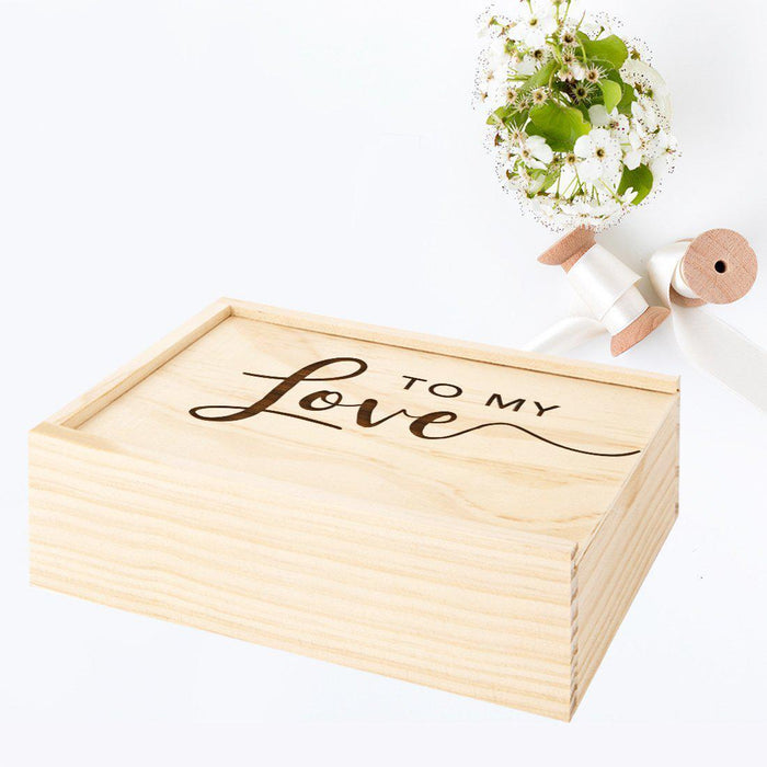 Laser Engraved Wedding Wooden Photo Box-Set of 1-Koyal Wholesale-To My Love-