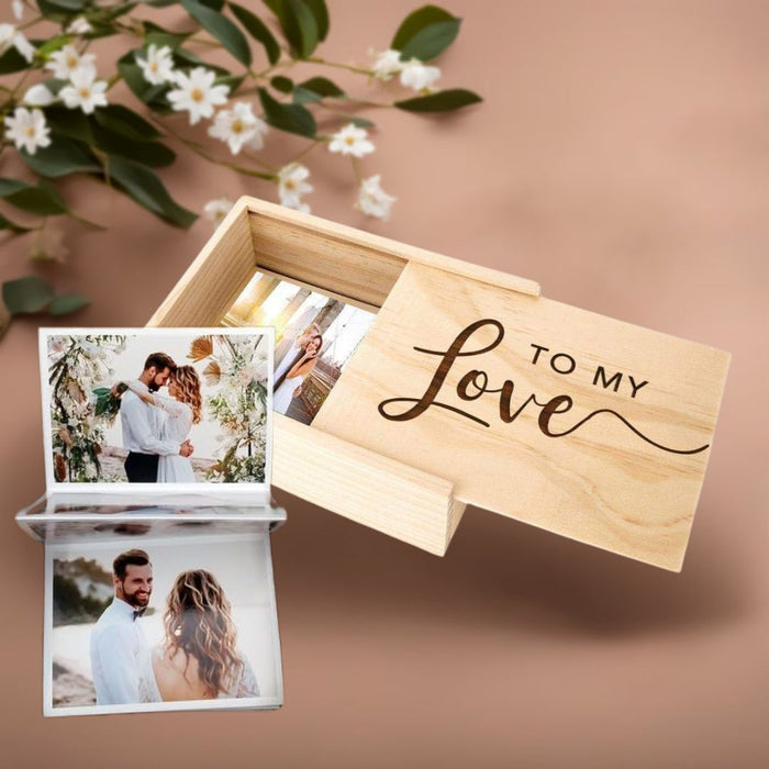 Laser Engraved Wedding Wooden Photo Box-Set of 1-Koyal Wholesale-To My Love-