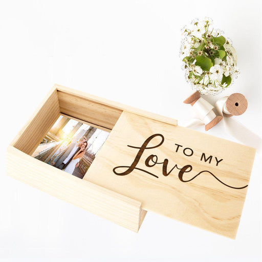 Laser Engraved Wedding Wooden Photo Box-Set of 1-Koyal Wholesale-To My Love-