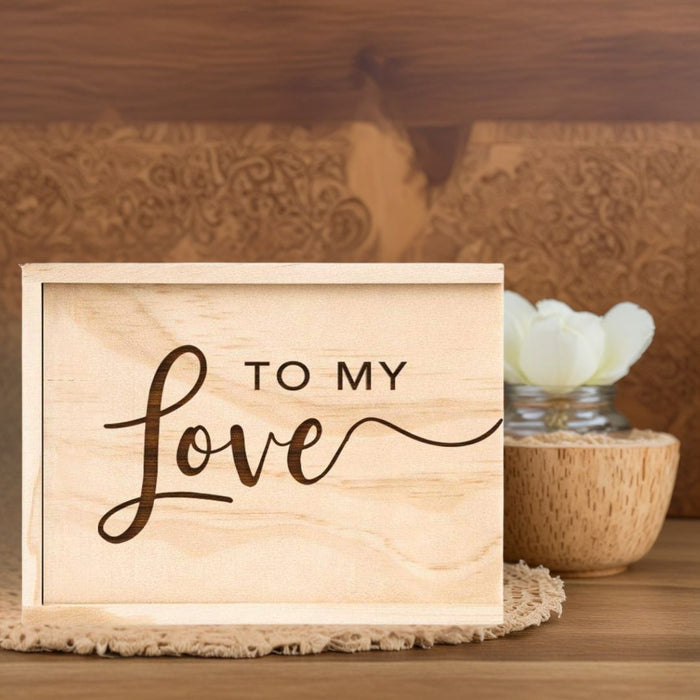 Laser Engraved Wedding Wooden Photo Box-Set of 1-Koyal Wholesale-To My Love-