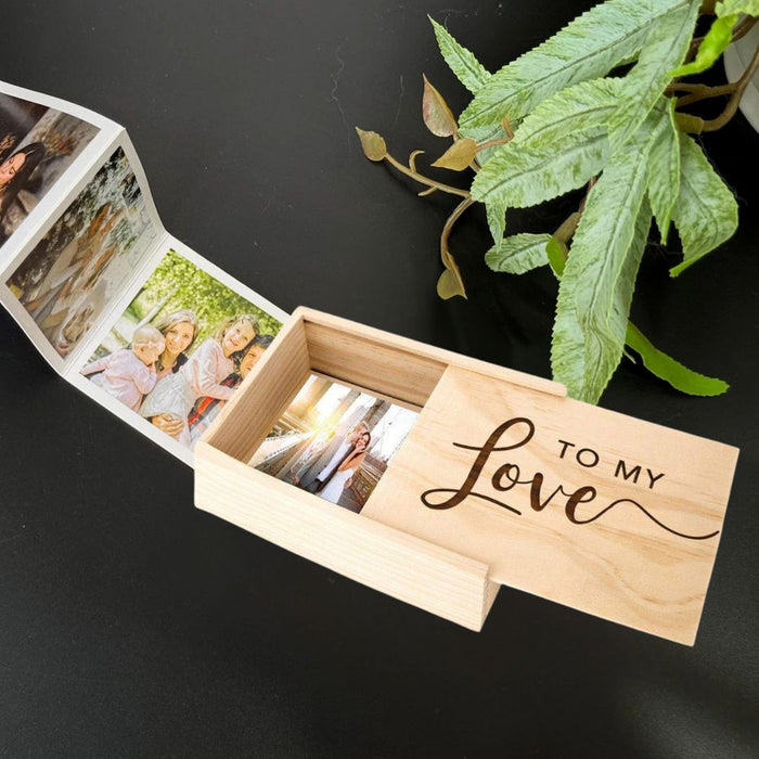 Laser Engraved Wedding Wooden Photo Box-Set of 1-Koyal Wholesale-To My Love-