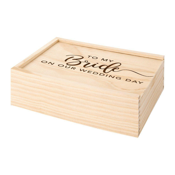 Laser Engraved Wedding Wooden Photo Box-Set of 1-Koyal Wholesale-To My Bride On Our Wedding Day-