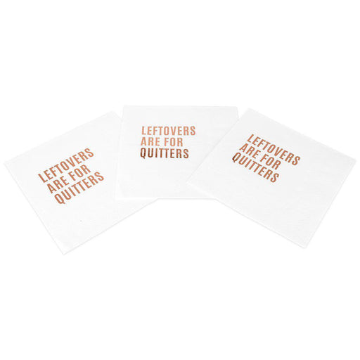 Leftovers Are For Quitters Funny Cocktail Napkins-Set of 50-Andaz Press-Rose Gold-