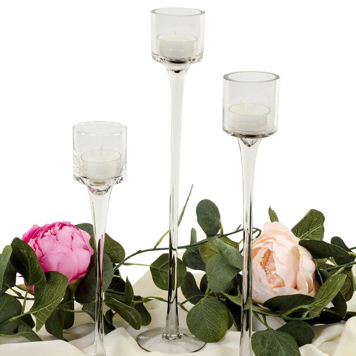 Long Stemmed Tealight Candle Holder Set-Koyal Wholesale-Set of 1 (3PC)-