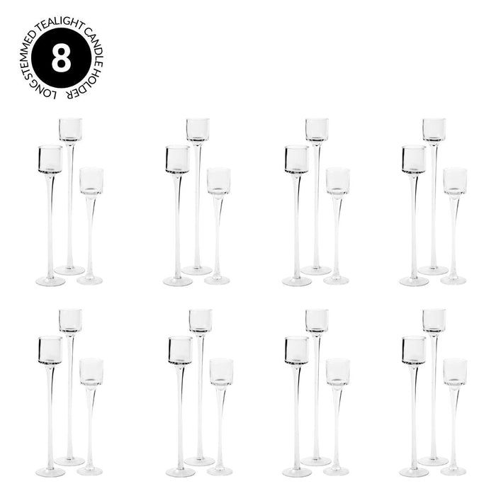 Long Stemmed Tealight Candle Holder Set-Koyal Wholesale-Set of 1 (3PC)-