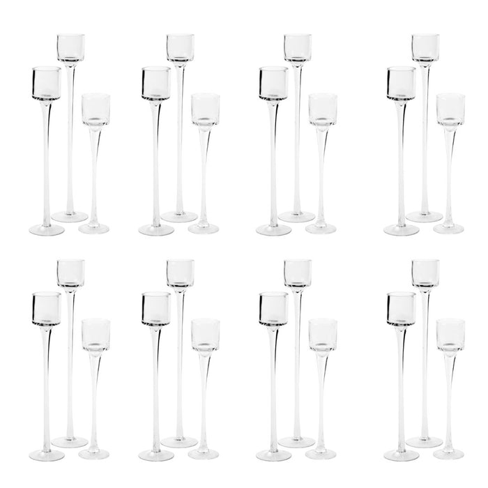 Long Stemmed Tealight Candle Holder Set-Koyal Wholesale-Set of 8 (24 PC)-