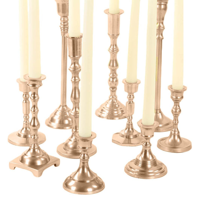 Mixed Taper Candle Holder Set, Set of 10-Set of 10-Koyal Wholesale-Gold-