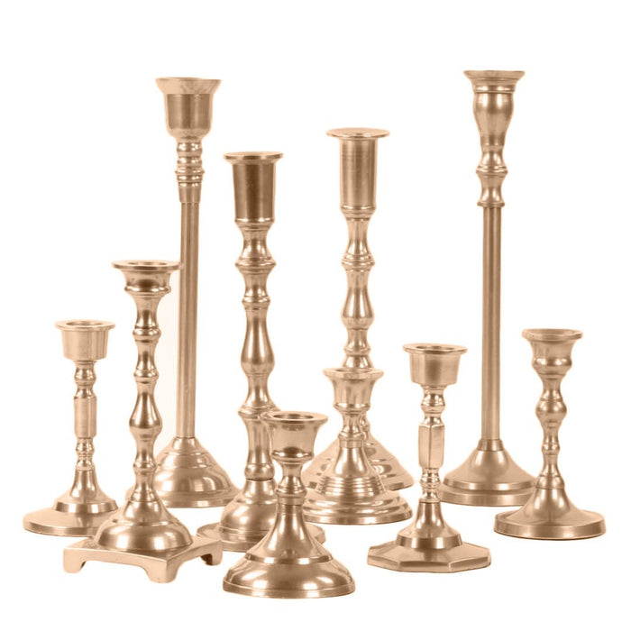 Vintage Brass Candlestick Lot Solid Brass Wedding Brass Candlesticks  Mismatched Candle Holders Lot of Seven Candle Holders Holiday Decor 
