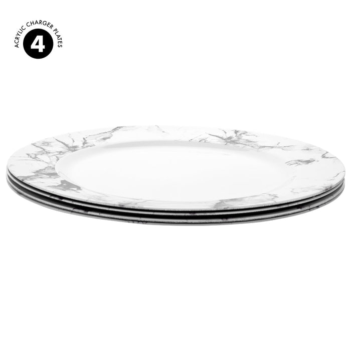 Modern Marble Edge Acrylic Charger Plates Bulk Pack-Koyal Wholesale-Set of 1 (4 PC)-