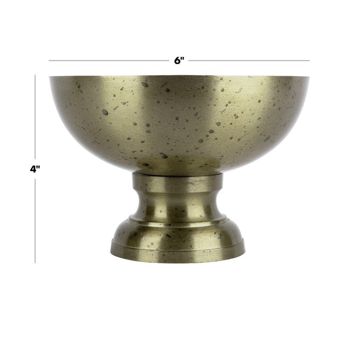 Modern Minimalist Round Pedestal Bowl Metal Compote Bowl Vase for Table Centerpiece-Set of 1-Koyal Wholesale-Bronze-8" x 5.5"-