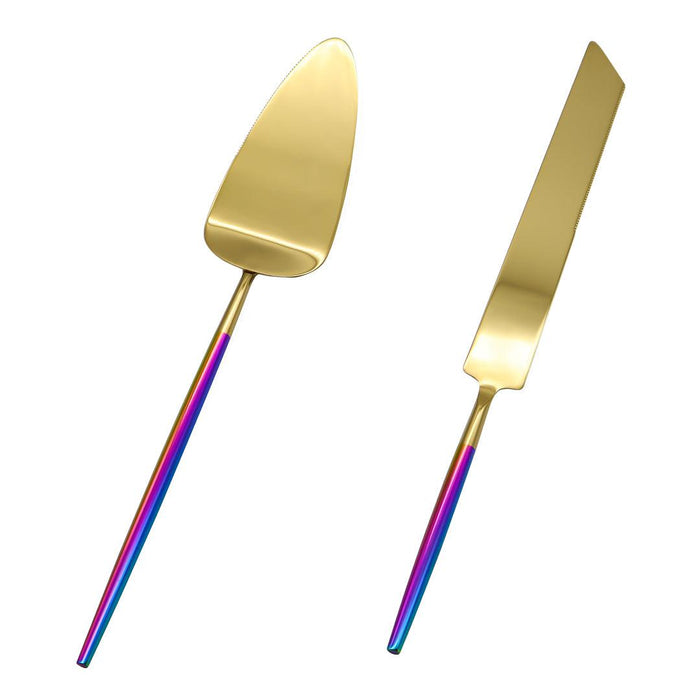 Modern Wedding Cake Knife Set-Set of 1-Koyal Wholesale-Iridescent-