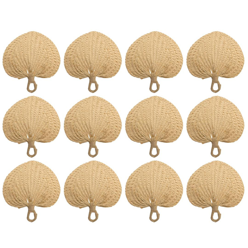 Natural Handmade Raffia Fans-Koyal Wholesale-Set of 12-