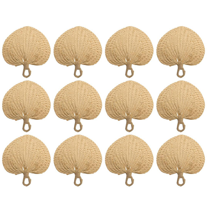 Natural Handmade Raffia Fans-Koyal Wholesale-Set of 12-