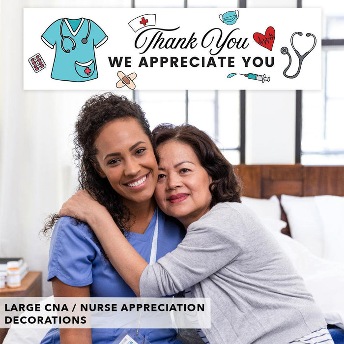 Nurses Week Thank You Banner, Large CNA Week Nurse Appreciation Decor-Set of 1-Andaz Press-Thank You We Appreciate You-