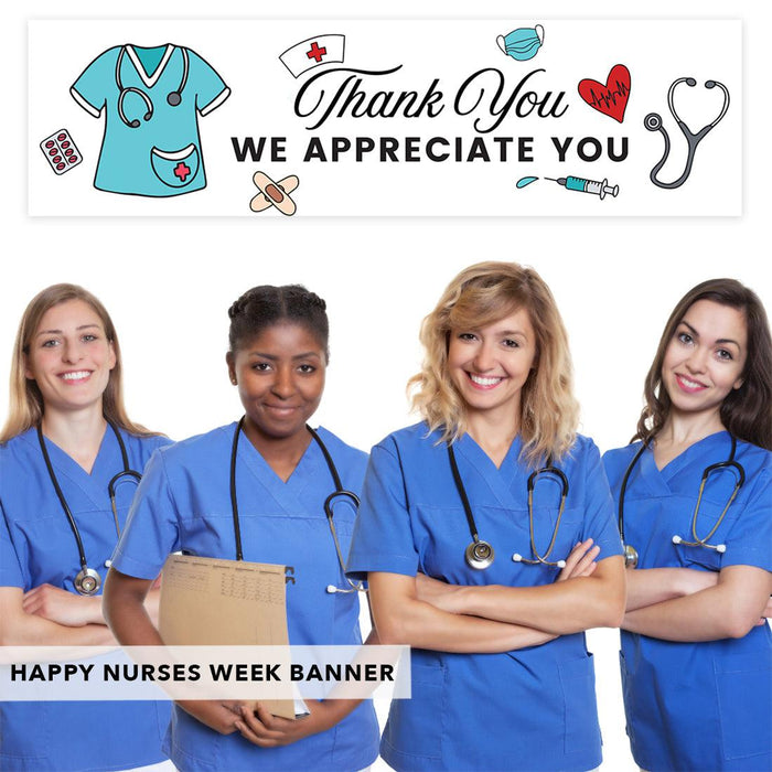 Nurses Week Thank You Banner, Large CNA Week Nurse Appreciation Decor-Set of 1-Andaz Press-Thank You We Appreciate You-