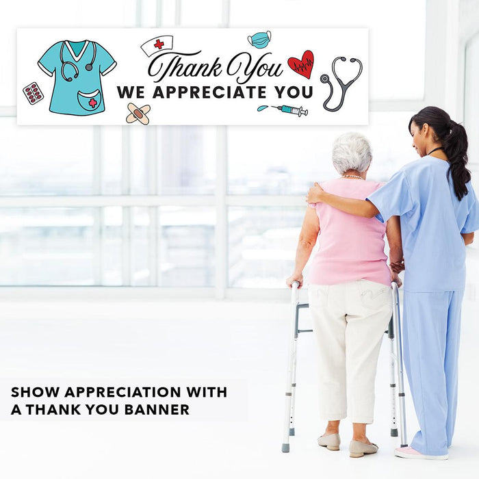 Nurses Week Thank You Banner, Large CNA Week Nurse Appreciation Decor-Set of 1-Andaz Press-Thank You We Appreciate You-