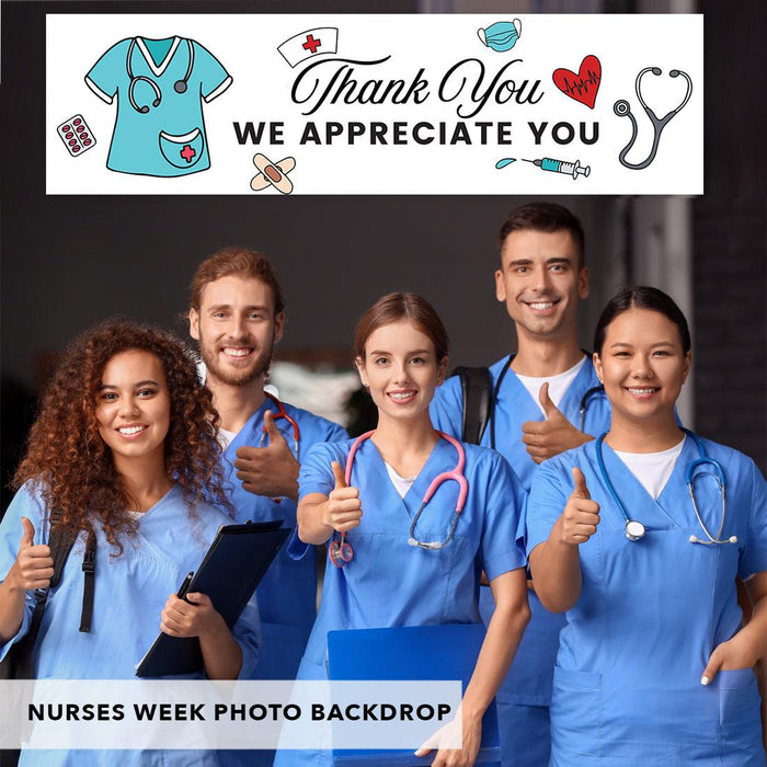 Nurses Week Thank You Banner, Large CNA Week Nurse Appreciation Decor-Set of 1-Andaz Press-Thank You We Appreciate You-