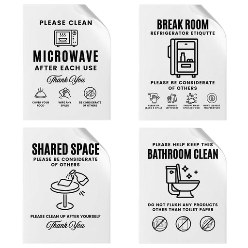 Please Clean Up After Yourself Sign Bathroom and Kitchen Rules Decor, Set of 4-Set of 4-Andaz Press-Keep Bathroom Clean Sign-