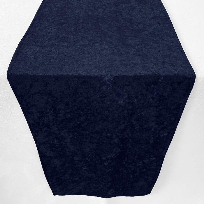 Premium Crushed Velvet Table Runner, 12 x 108 inch-Set of 1-Koyal Wholesale-Navy Blue-