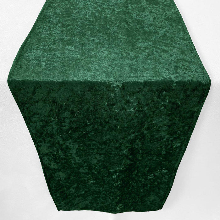 Premium Crushed Velvet Table Runner, 12 x 108 inch-Set of 1-Koyal Wholesale-Emerald Green-