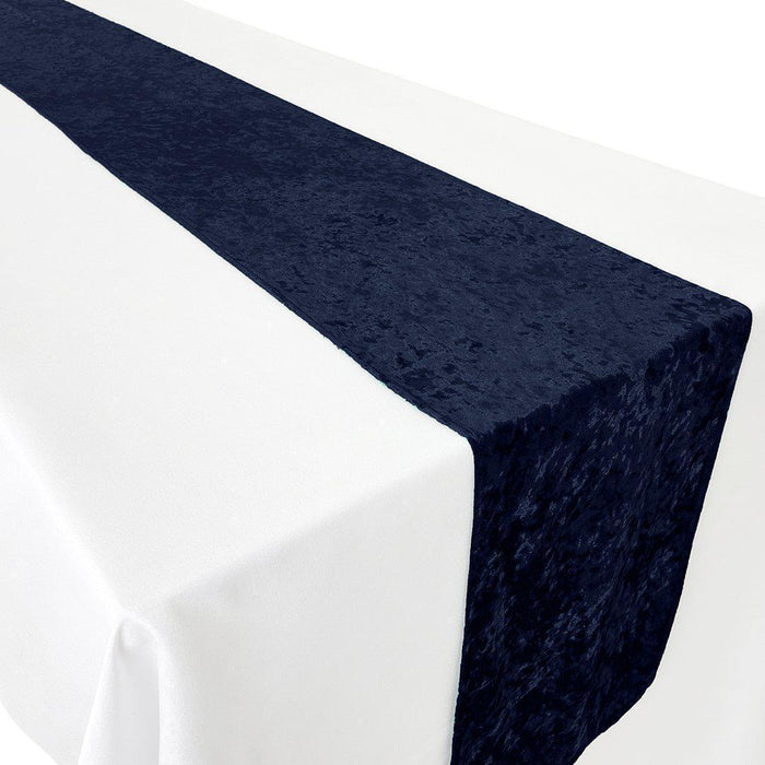 Premium Crushed Velvet Table Runner, 12 x 108 inch-Set of 1-Koyal Wholesale-Navy Blue-