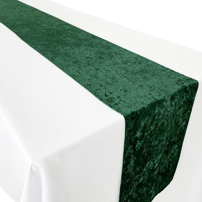 Premium Crushed Velvet Table Runner, 12 x 108 inch-Set of 1-Koyal Wholesale-Emerald Green-