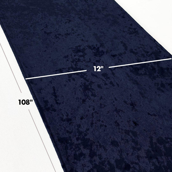 Premium Crushed Velvet Table Runner, 12 x 108 inch-Set of 1-Koyal Wholesale-Navy Blue-