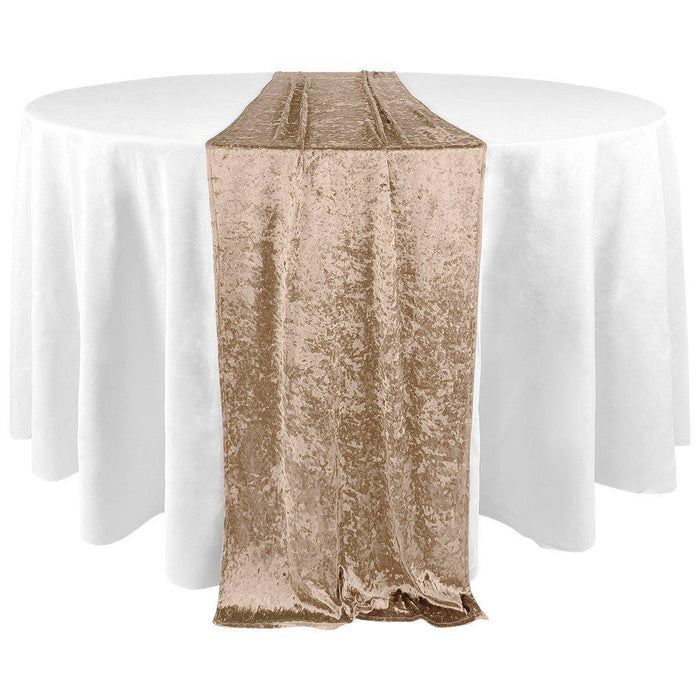 Premium Crushed Velvet Table Runner, 12 x 108 inch-Set of 1-Koyal Wholesale-Champagne-