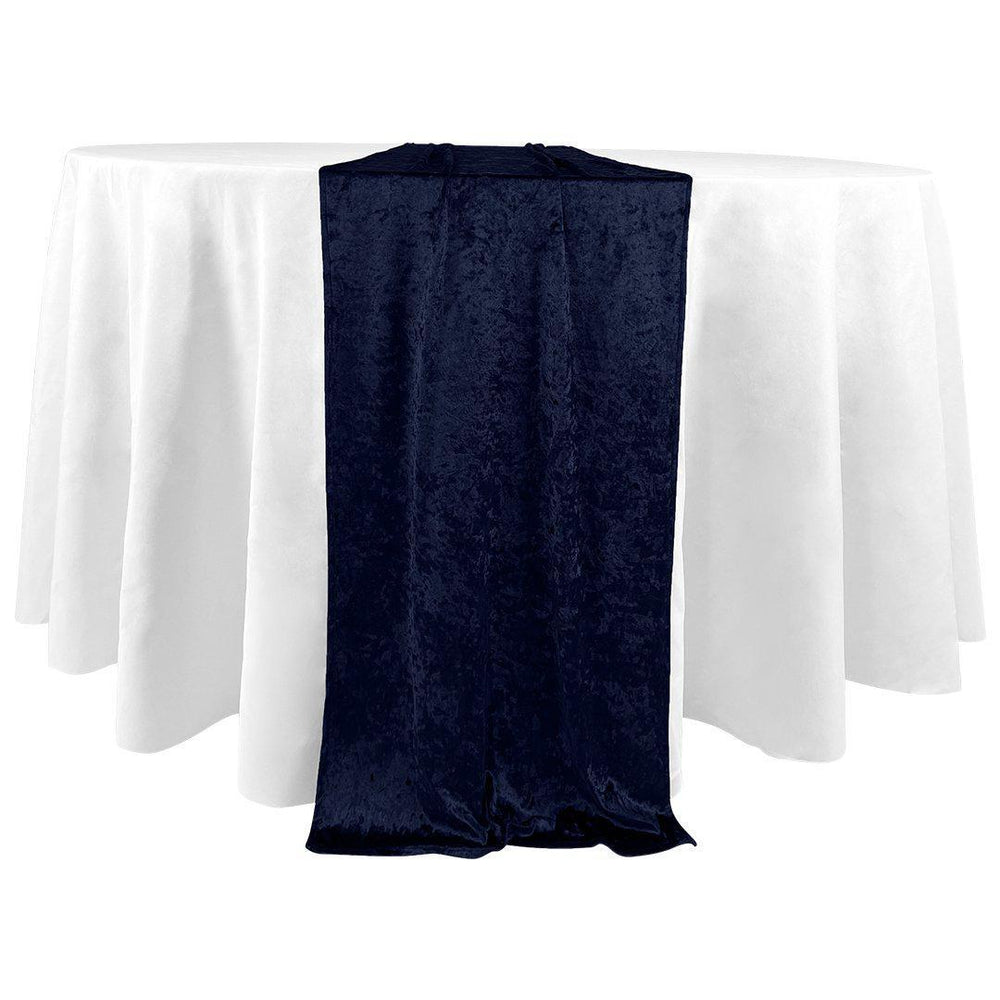 Premium Crushed Velvet Table Runner, 12 x 108 inch-Set of 1-Koyal Wholesale-Navy Blue-