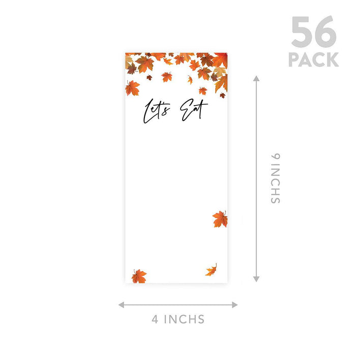 Printable Wedding Paper Menu Cards for DIY Printer for Dinner Table Place Settings Design 1-Set of 52-Andaz Press-Autumn Fall Maple Leaves-