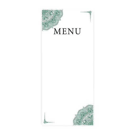 Printable Wedding Paper Menu Cards for DIY Printer for Dinner Table Place Settings Design 2-Set of 52-Andaz Press-Dark Green Elegant Ornate-