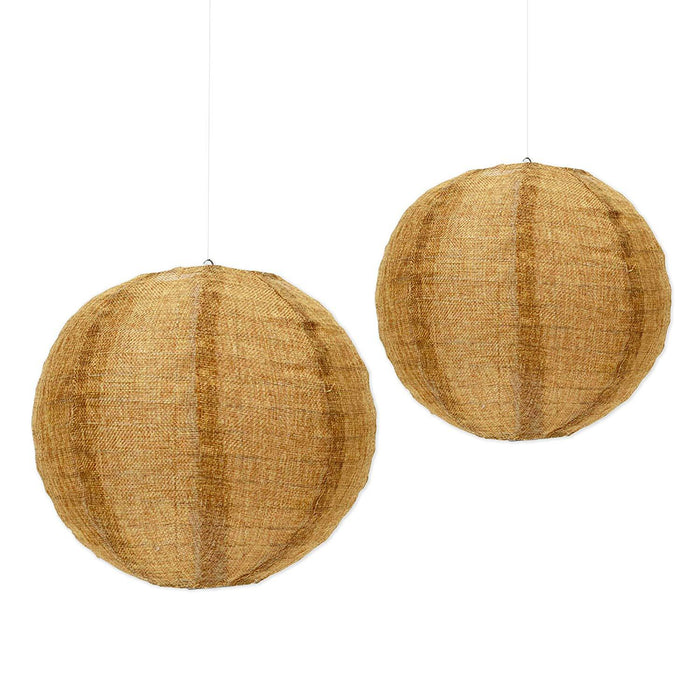 Real Burlap Hanging Lanterns-Set of 2-Andaz Press-Natural-