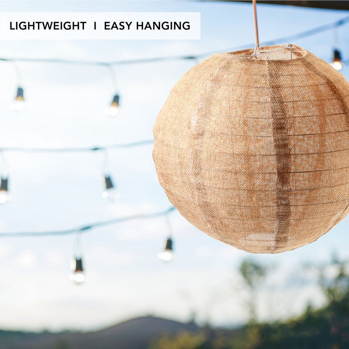 Real Burlap Hanging Lanterns-Set of 2-Andaz Press-Natural-