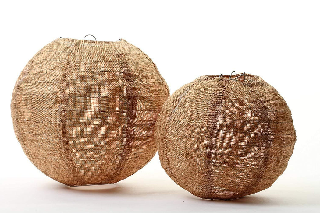 Real Burlap Hanging Lanterns-Set of 2-Andaz Press-Natural-