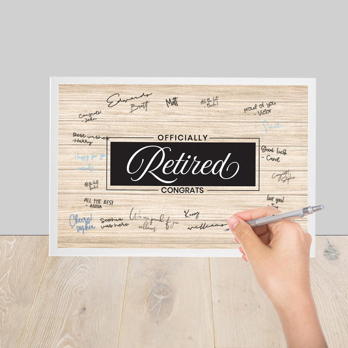 Retirement Signature Frame Guest Book Alternative, Set of 1-Set of 1-Andaz Press-Rustic Wood-