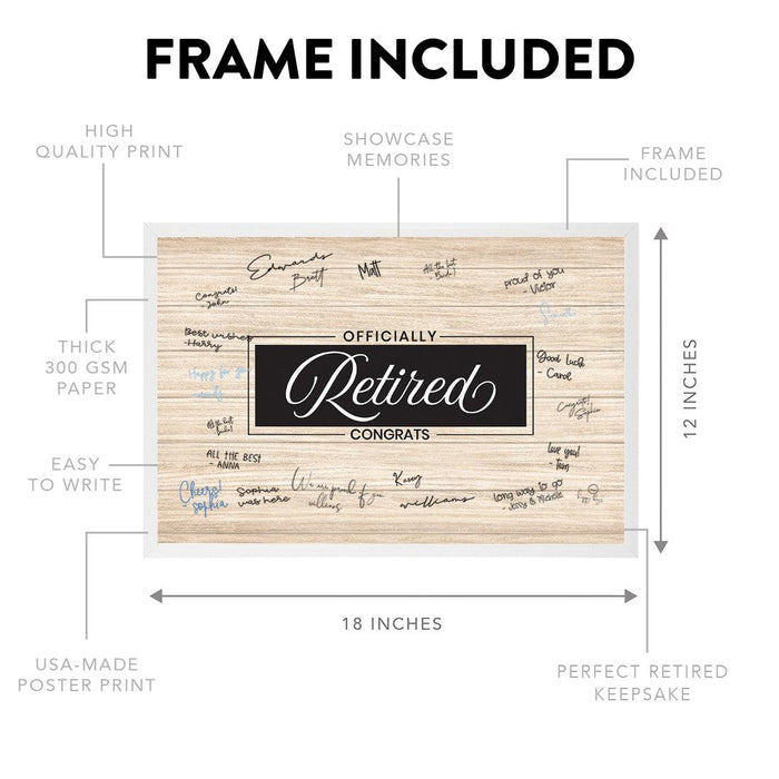 Retirement Signature Frame Guest Book Alternative, Set of 1-Set of 1-Andaz Press-Rustic Wood-