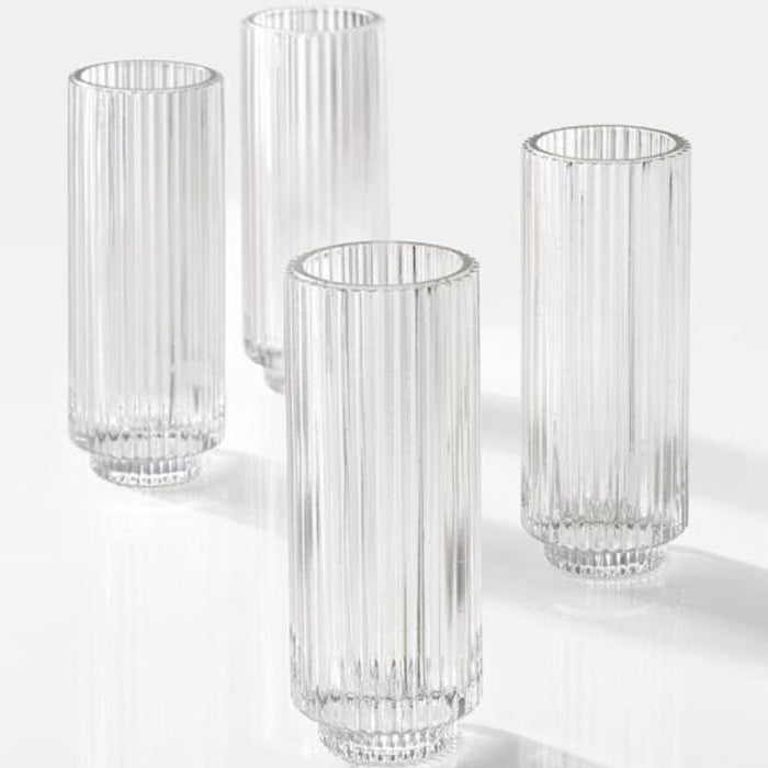 Ribbed Tall Glass Candle Holder 2.36" x 6.3" Clear Tall Votive Candle Holders-Set of 6-Koyal Wholesale-