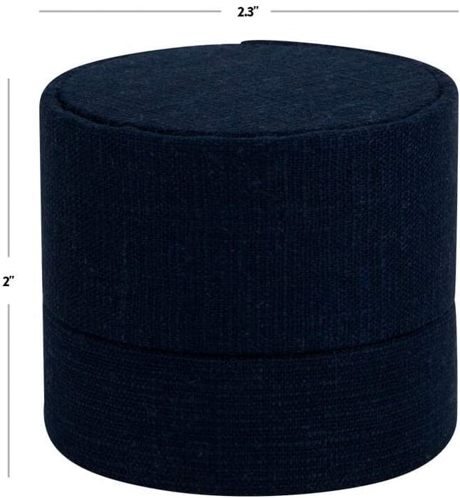 Round Linen Ring Box-Set of 1-Koyal Wholesale-Navy Blue-