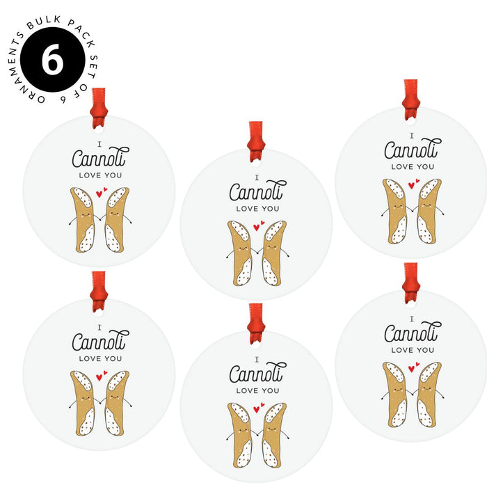 Round MDF Natural Wood Christmas Ornaments Bulk Pack, Custom Ornament Gift-Set of 6-Andaz Press-Cannoli-