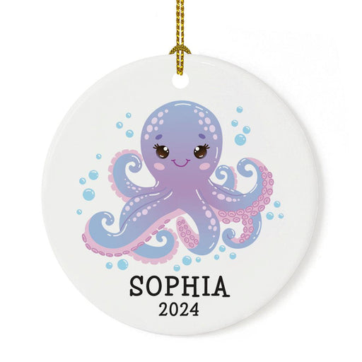 Set of 1 Ceramic Octopus Ornament 20XX, Bubbles & Octopus Christmas Tree Decor-Set of 1-Andaz Press-