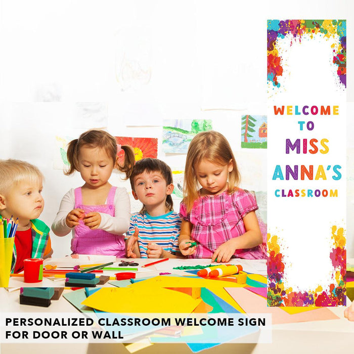 Set of 1 Custom 13x48 Vertical Classroom Door Sign | Welcome & Teacher Decor-Set of 1-Andaz Press-Vertical Art Classroom Banner-