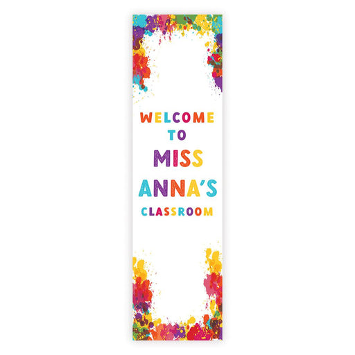 Set of 1 Custom 13x48 Vertical Classroom Door Sign | Welcome & Teacher Decor-Set of 1-Andaz Press-Vertical Art Classroom Banner-