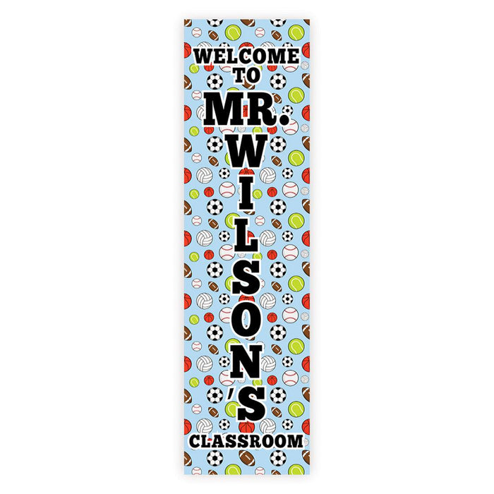 Set of 1 Custom 13x48 Vertical Classroom Door Sign | Welcome & Teacher Decor-Set of 1-Andaz Press-Vertical PE Classroom Banner-