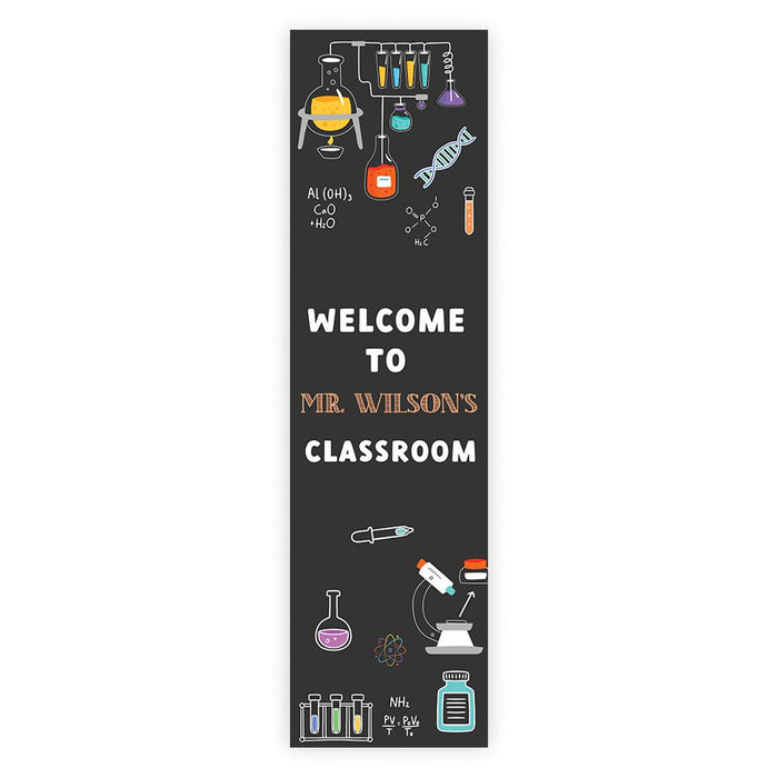 Set of 1 Custom 13x48 Vertical Classroom Door Sign | Welcome & Teacher Decor-Set of 1-Andaz Press-Vertical Science Classroom Banner-