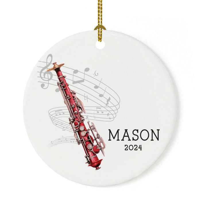 Set of 1 Custom Clarinet Ceramic Marching Band Ornament for Christmas Tree-Set of 1-Andaz Press-Red Clarinet-