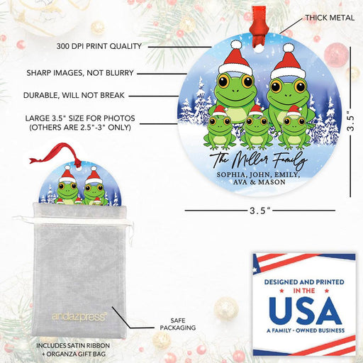 Set of 1 Custom Frog Christmas Metal Ornament 20XX, Frog Family Decor for Christmas Tree-Set of 1-Andaz Press-