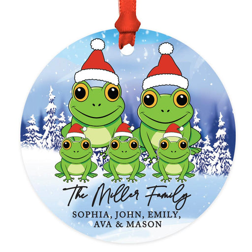 Set of 1 Custom Frog Christmas Metal Ornament 20XX, Frog Family Decor for Christmas Tree-Set of 1-Andaz Press-