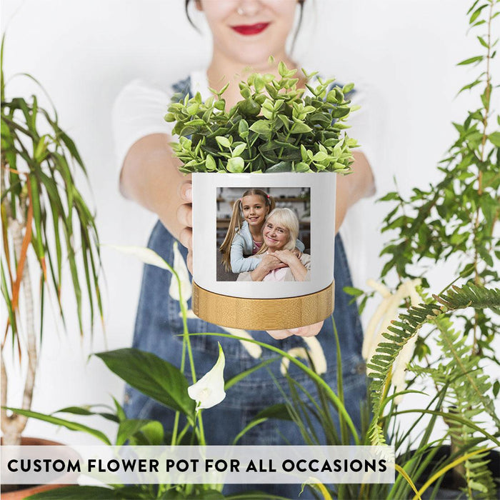 Set of 1 Custom Garden Pot with Photo & Text – Flower Pot with Drainage Hole for Gifts-Set of 1-Andaz Press-Fully Personalized Garden Pot-