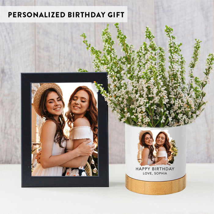 Set of 1 Custom Garden Pot with Photo & Text – Flower Pot with Drainage Hole for Gifts-Set of 1-Andaz Press-Fully Personalized Garden Pot-